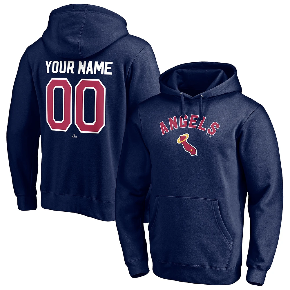 Men's Navy Los Angeles Angels Cooperstown Winning Streak Personalized Name & Number Pullover Hoodie