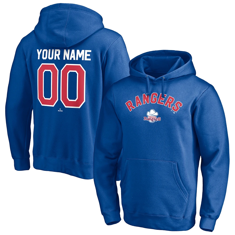 Men's Royal Texas Rangers Cooperstown Winning Streak Personalized Name & Number Pullover Hoodie