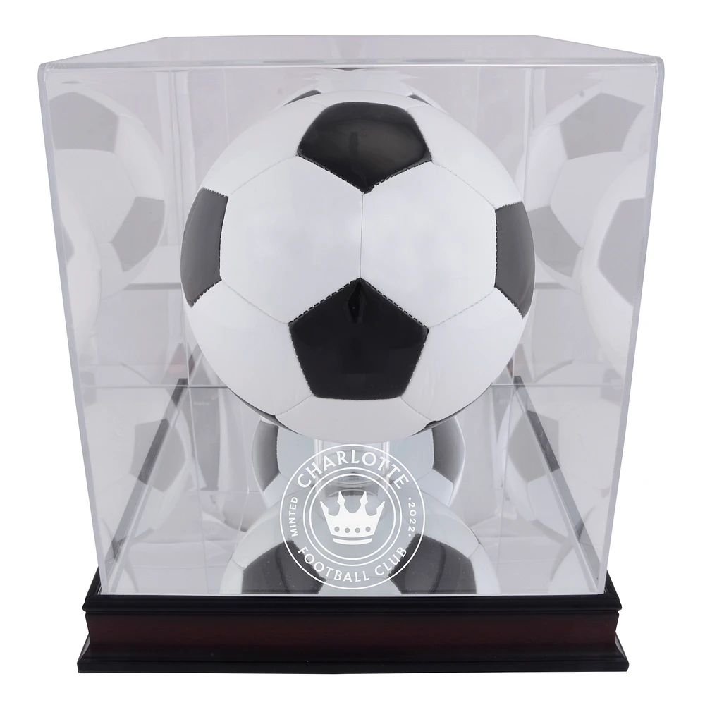Charlotte FC Mahogany Team Logo Soccer Ball Display Case
