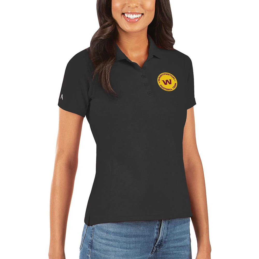 Women's Antigua Black Washington Football Team Legacy Pique Round Polo