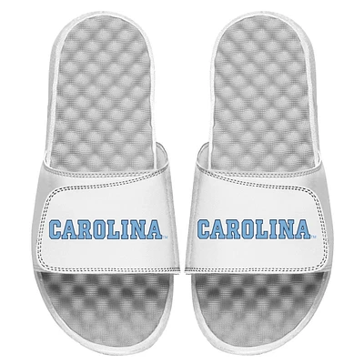 Men's ISlide White North Carolina Tar Heels Wordmark Slide Sandals