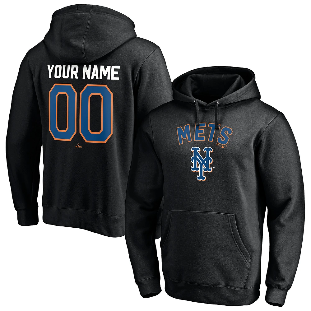 Men's Black New York Mets Cooperstown Winning Streak Alternate Personalized Name & Number Pullover Hoodie