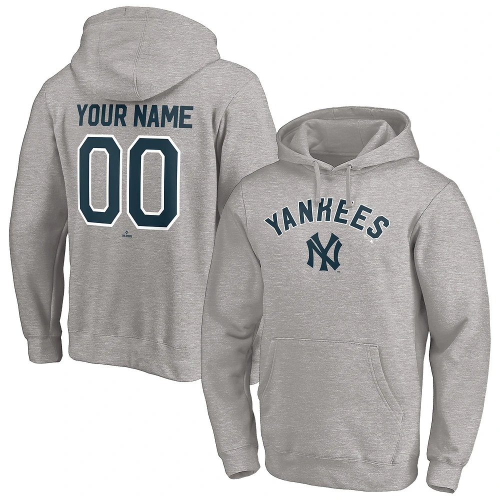 Men's Heathered Gray New York Yankees Cooperstown Winning Streak Alternate Personalized Name & Number Pullover Hoodie