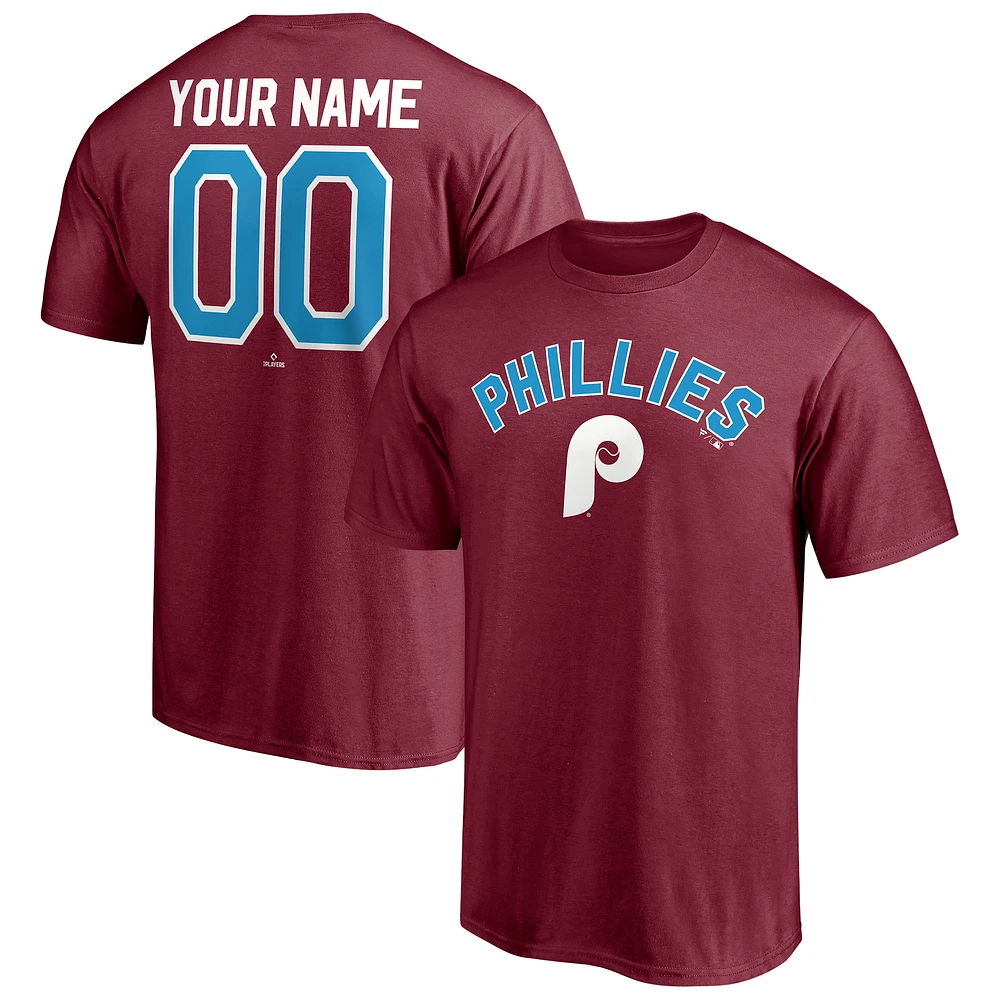 Men's Burgundy Philadelphia Phillies Cooperstown Winning Streak Alternate Personalized Name & Number T-Shirt