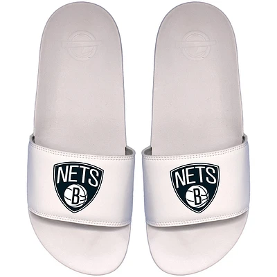Men's ISlide White Brooklyn Nets Primary Motto Slide Sandals
