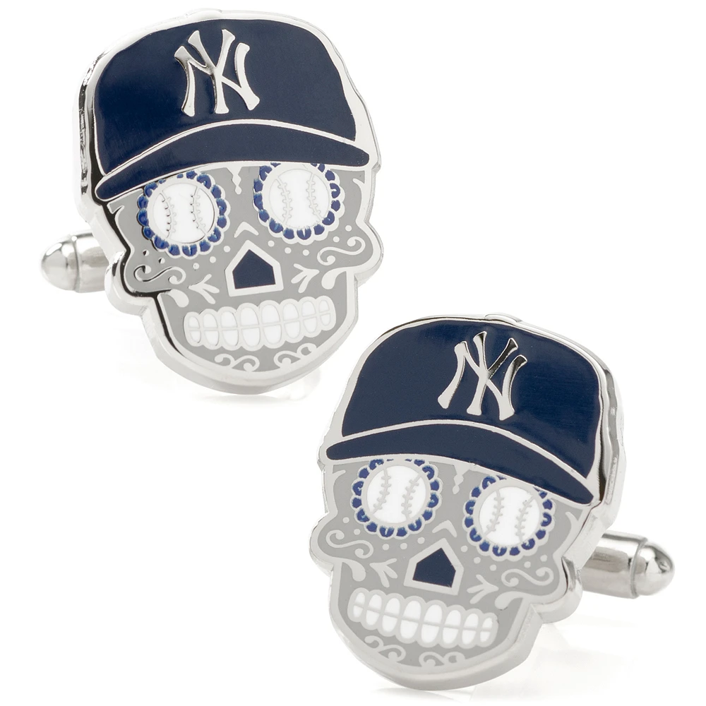 Men's Navy New York Yankees Sugar Skull Cufflinks