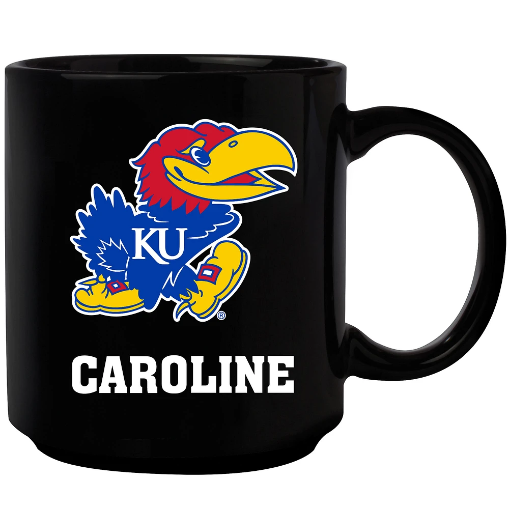 Black Kansas Jayhawks 11oz. Personalized Mug