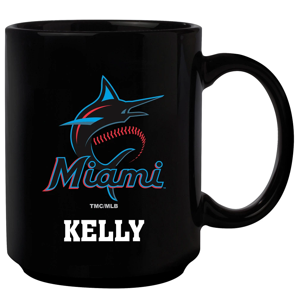 Black Miami Marlins 15oz. Personalized Mug