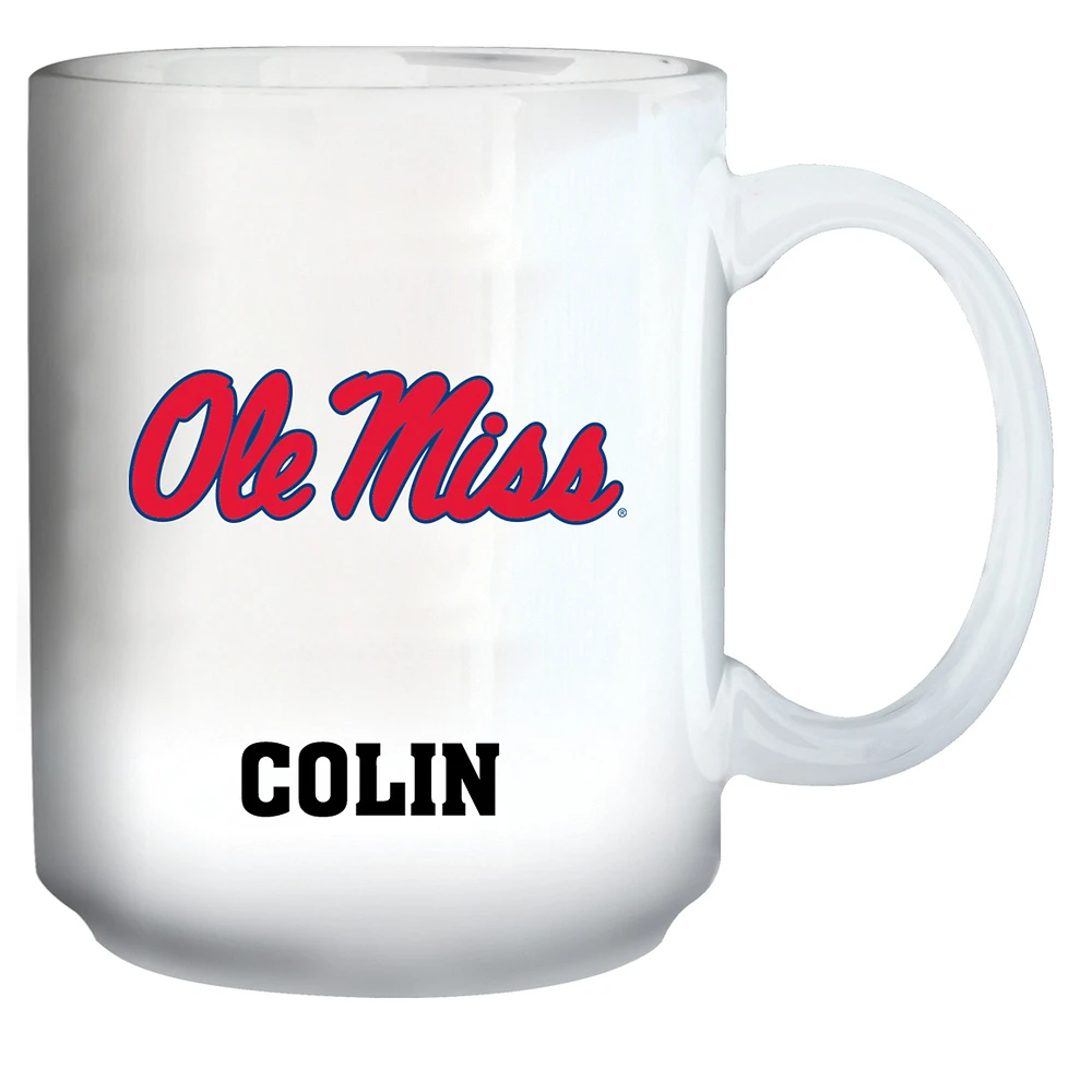 White Ole Miss Rebels 15oz. Personalized Mug
