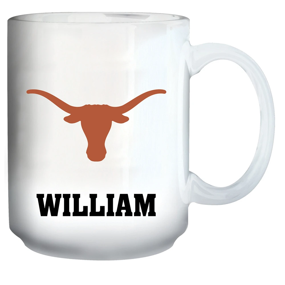 White Texas Longhorns 15oz. Personalized Mug