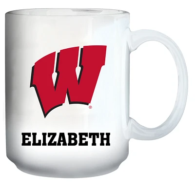 White Wisconsin Badgers 15oz. Personalized Mug