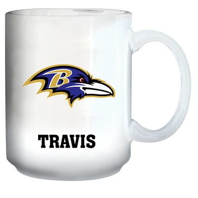 White Baltimore Ravens 15oz. Personalized Mug