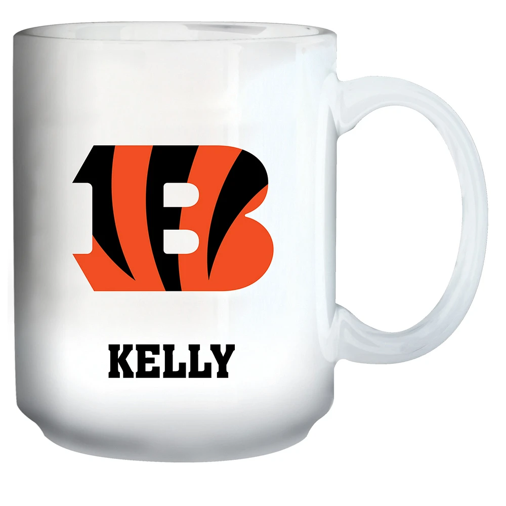 White Cincinnati Bengals 15oz. Personalized Mug