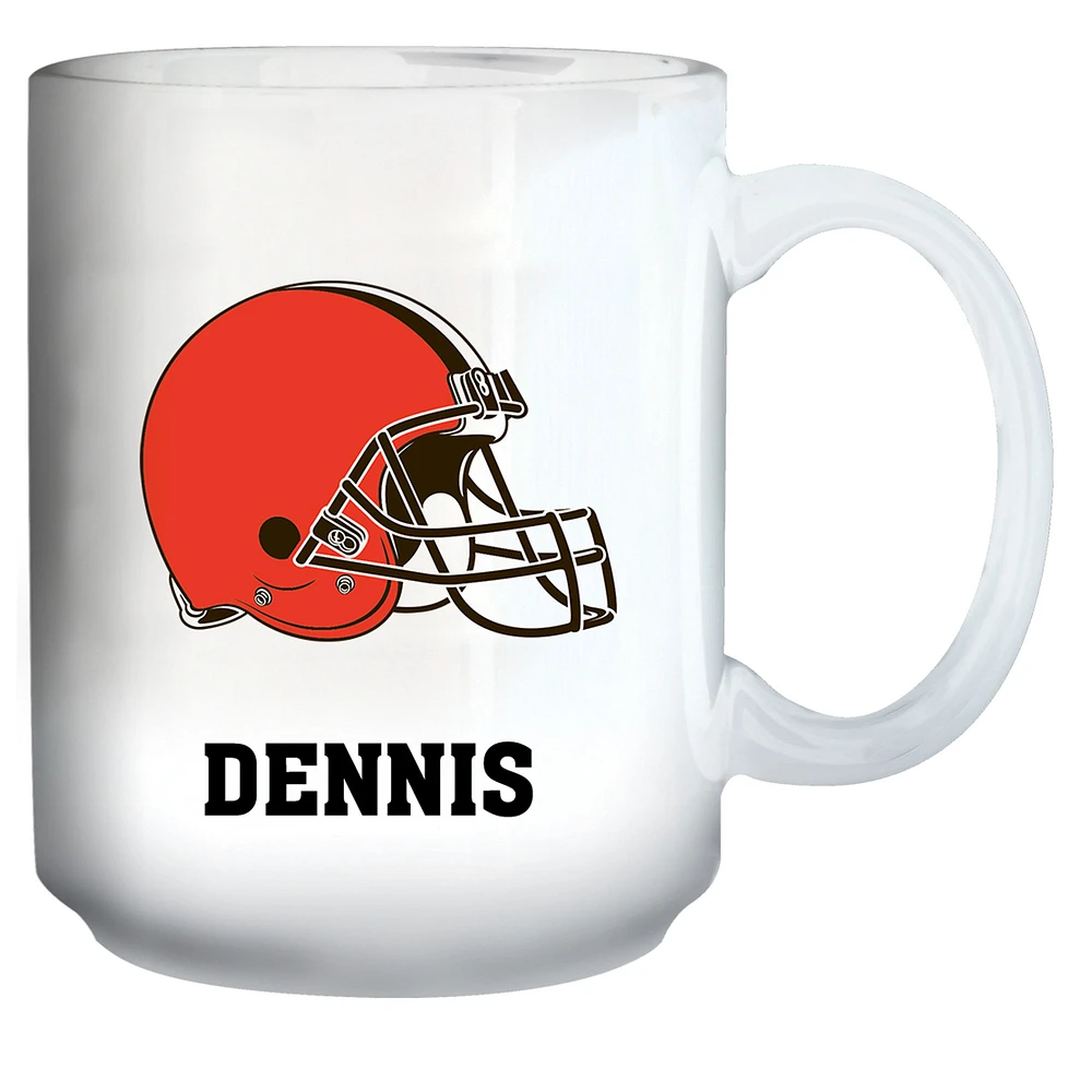 White Cleveland Browns 15oz. Personalized Mug