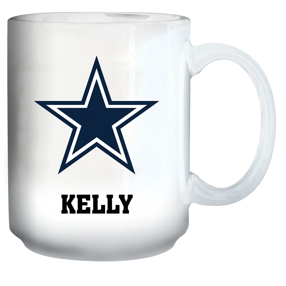 White Dallas Cowboys 15oz. Personalized Mug