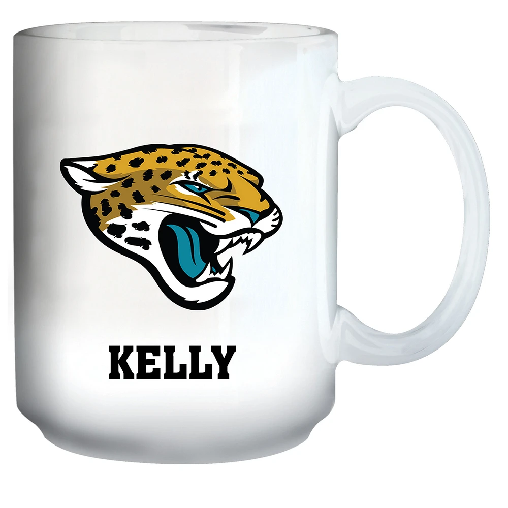 White Jacksonville Jaguars 15oz. Personalized Mug