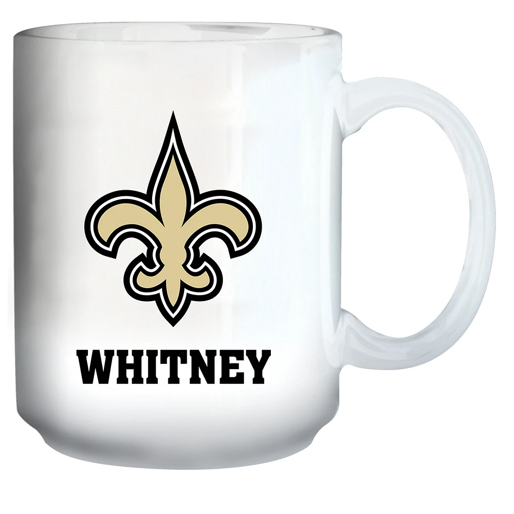 White New Orleans Saints 15oz. Personalized Mug