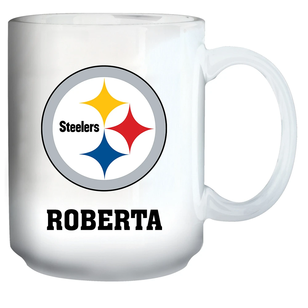 White Pittsburgh Steelers 15oz. Personalized Mug