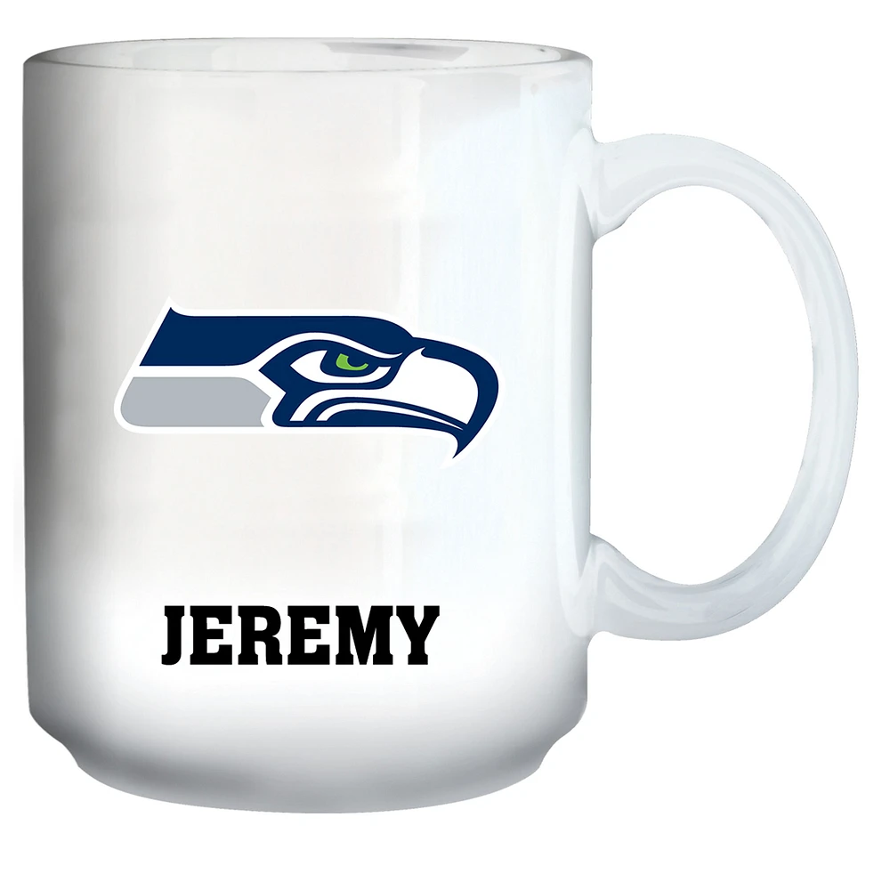 White Seattle Seahawks 15oz. Personalized Mug