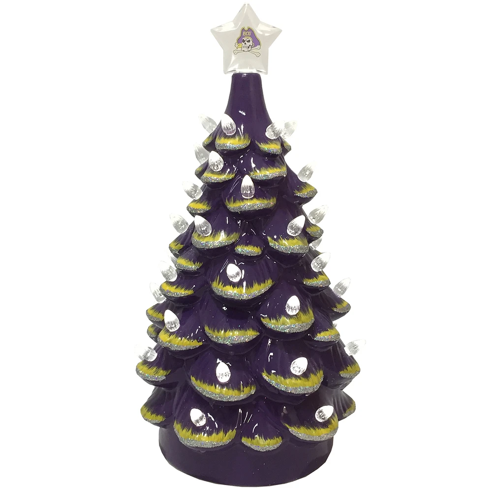 Purple ECU Pirates 14'' Ceramic Tree