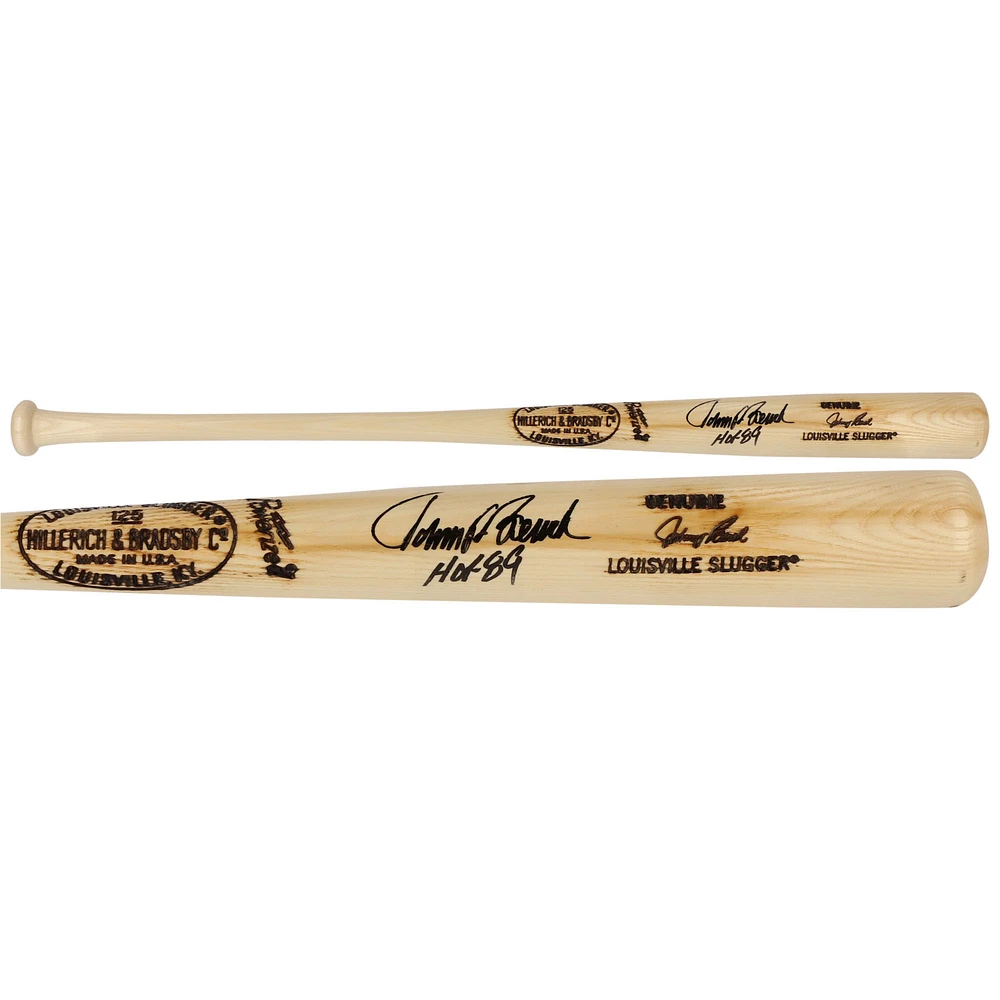 Johnny Bench Cincinnati Reds Autographed Blonde Louisville Slugger Game Model Bat with "HOF 89" Inscription