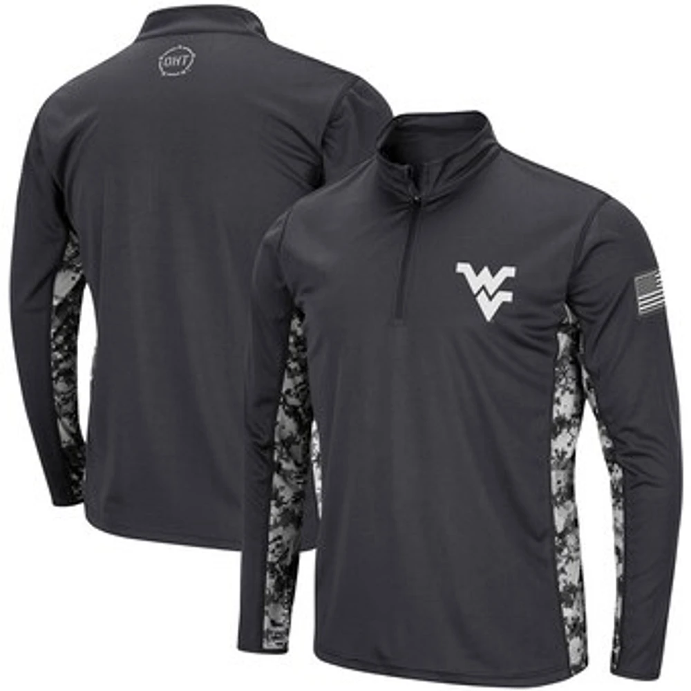 Men's Colosseum Charcoal West Virginia Mountaineers OHT Military Appreciation Digital Camo Lightweight Quarter-Zip Pullover