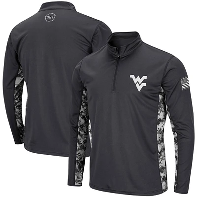 Men's Colosseum Charcoal West Virginia Mountaineers OHT Military Appreciation Digital Camo Lightweight Quarter-Zip Pullover