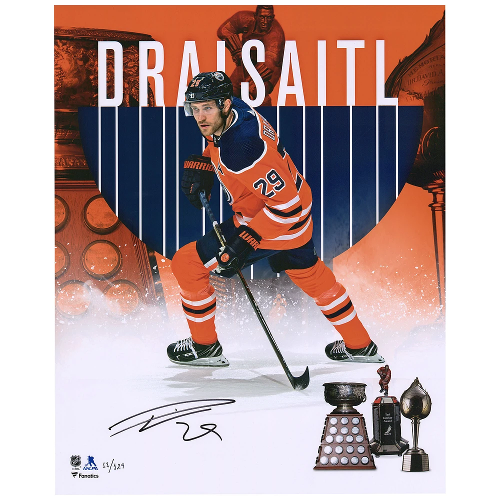 Leon Draisaitl Edmonton Oilers Autographed 16" x 20" 2020 Hart & Art Ross Stylized Photograph - Limited Edition of 129