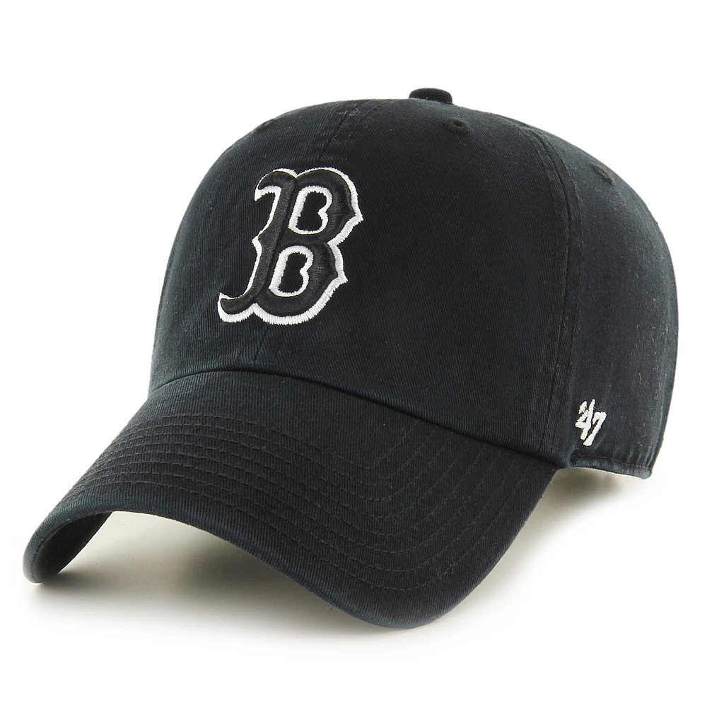 Men's '47 Black Boston Red Sox Logo Clean Up Adjustable Hat