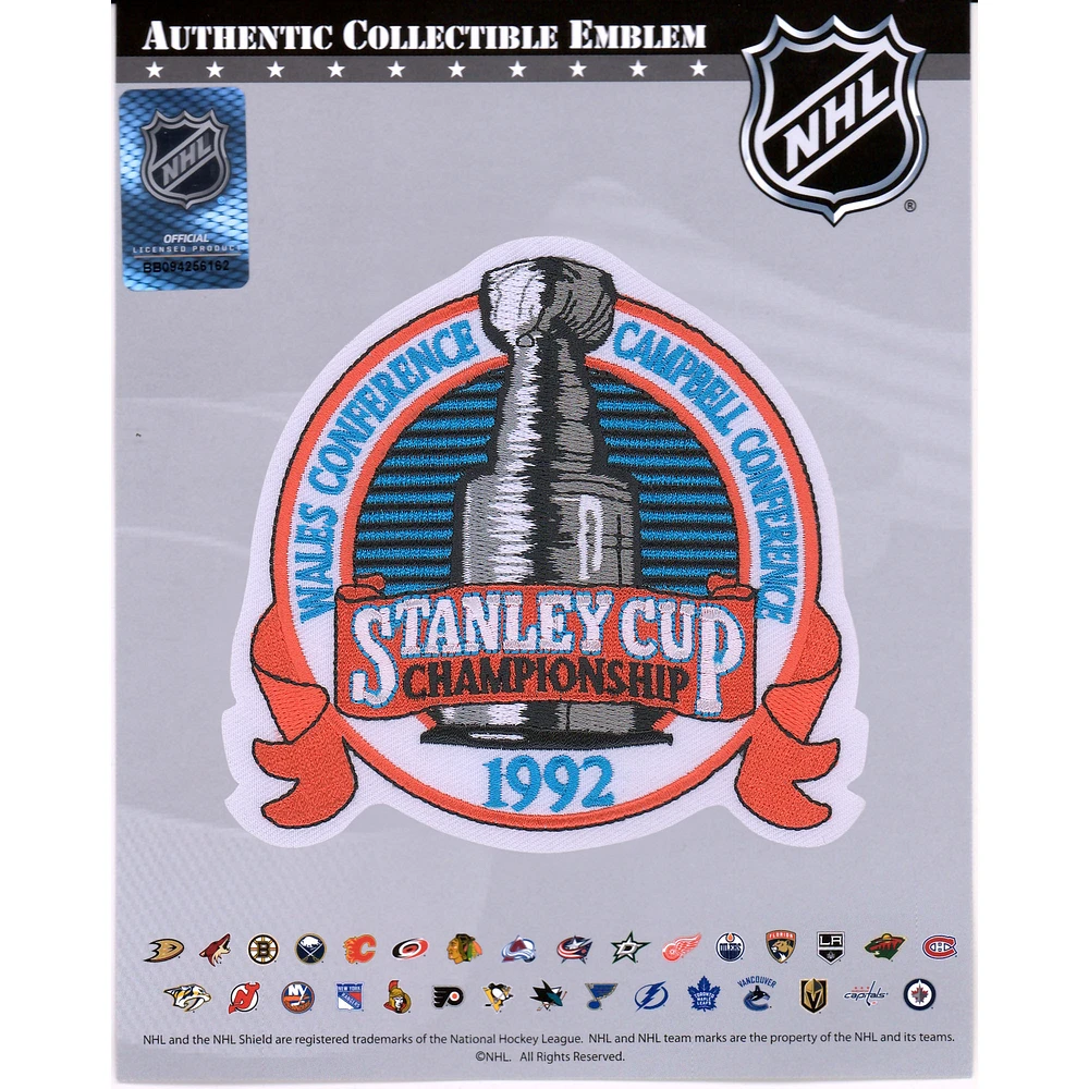 Pittsburgh Penguins vs. Chicago Blackhawks Unsigned 1992 Stanley Cup Championship National Emblem Jersey Patch