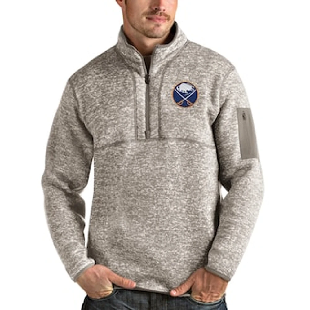 Men's Antigua Oatmeal Buffalo Sabres Team Fortune Half-Zip Pullover Jacket