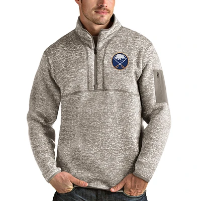 Men's Antigua Oatmeal Buffalo Sabres Team Fortune Half-Zip Pullover Jacket