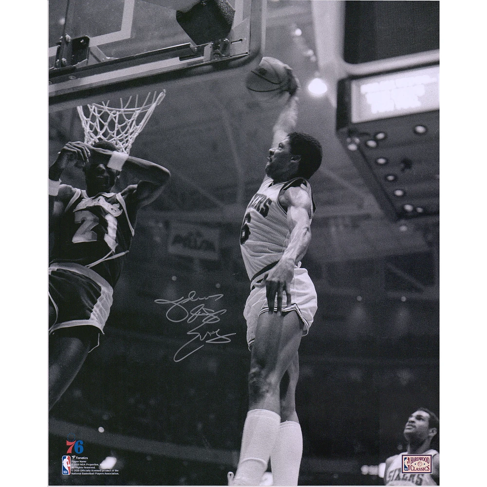 Julius Erving Philadelphia 76ers Autographed 16" x 20" Dunk vs. Lakers Photograph