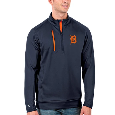 Men's Antigua Navy/Orange Detroit Tigers Generation Quarter-Zip Pullover Jacket