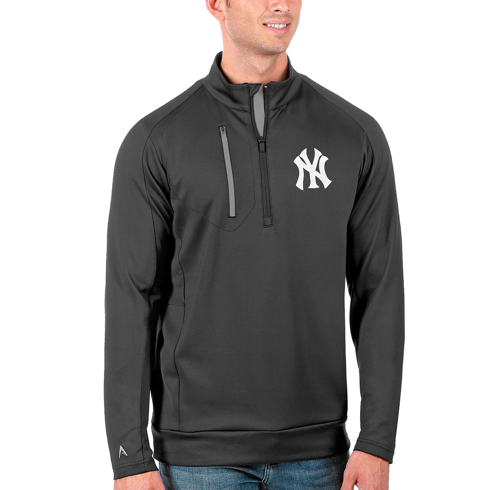Men's Antigua Gray New York Yankees Generation Quarter-Zip Pullover Jacket