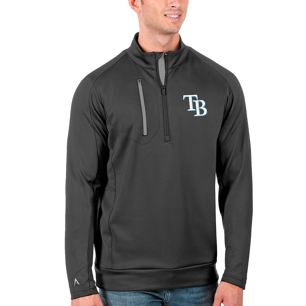 Men's Antigua Gray Tampa Bay Rays Generation Quarter-Zip Pullover Jacket
