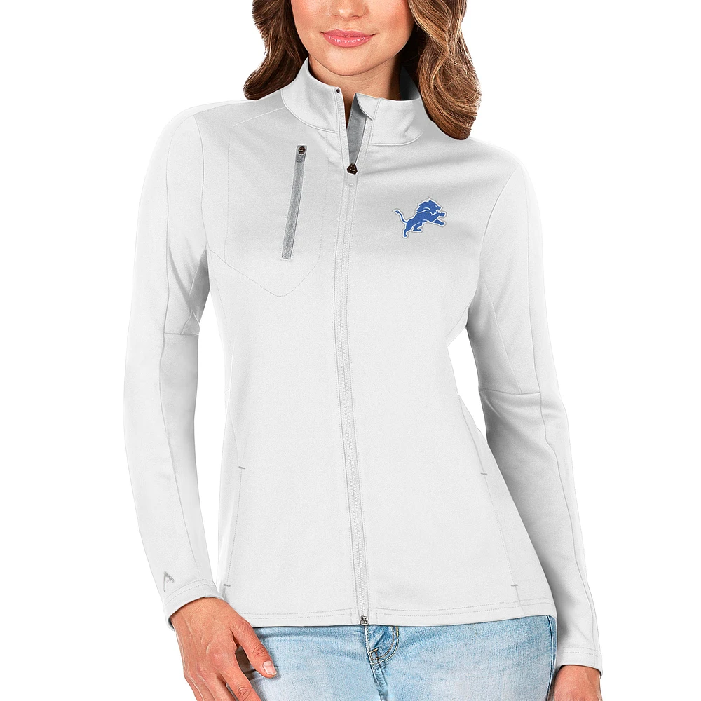 Women's Antigua White/Silver Detroit Lions Generation Full-Zip Jacket