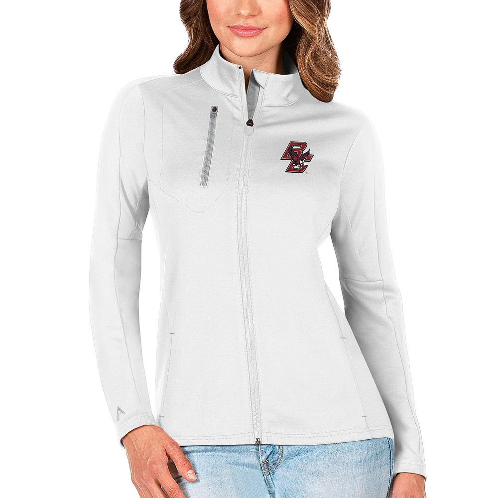 Women's Antigua White/Silver Boston College Eagles Generation Full-Zip Jacket
