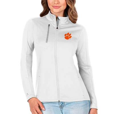 Women's Antigua White/Silver Clemson Tigers Generation Full-Zip Jacket