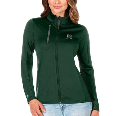 Women's Antigua Green/Graphite Hawaii Warriors Generation Full-Zip Jacket