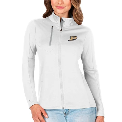 Women's Antigua White/Silver Purdue Boilermakers Generation Full-Zip Jacket