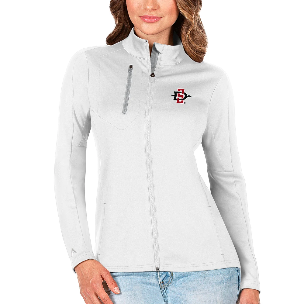 Women's Antigua White/Silver San Diego State Aztecs Generation Full-Zip Jacket