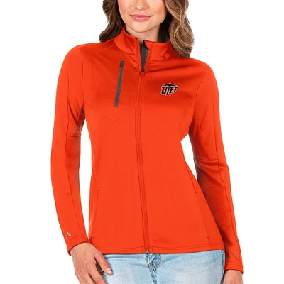 Women's Antigua Orange/Graphite UTEP Miners Generation Full-Zip Jacket