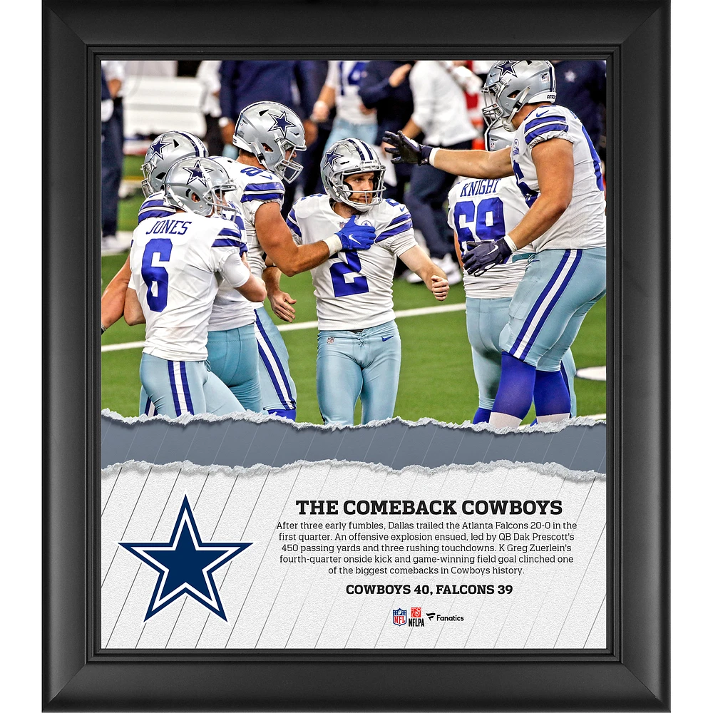 Dallas Cowboys Framed 15" x 17" The Comeback Cowboys Victory vs. Atlanta Falcons Collage