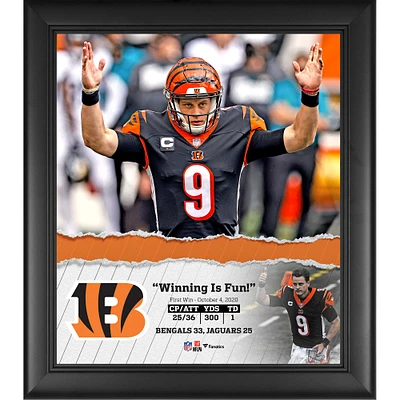 Joe Burrow Cincinnati Bengals Framed 15" x 17" First Win Collage