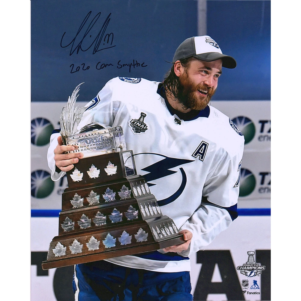Victor Hedman Tampa Bay Lightning Autographed 16" x 20" 2020 Stanley Cup Champions Raising Conn Smythe with "2020 Conn Smythe" Inscription