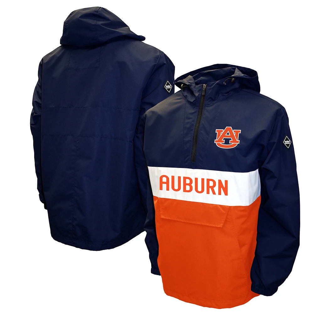 Men's Franchise Club Navy Auburn Tigers Alpha Anorak Half-Zip Pullover Jacket