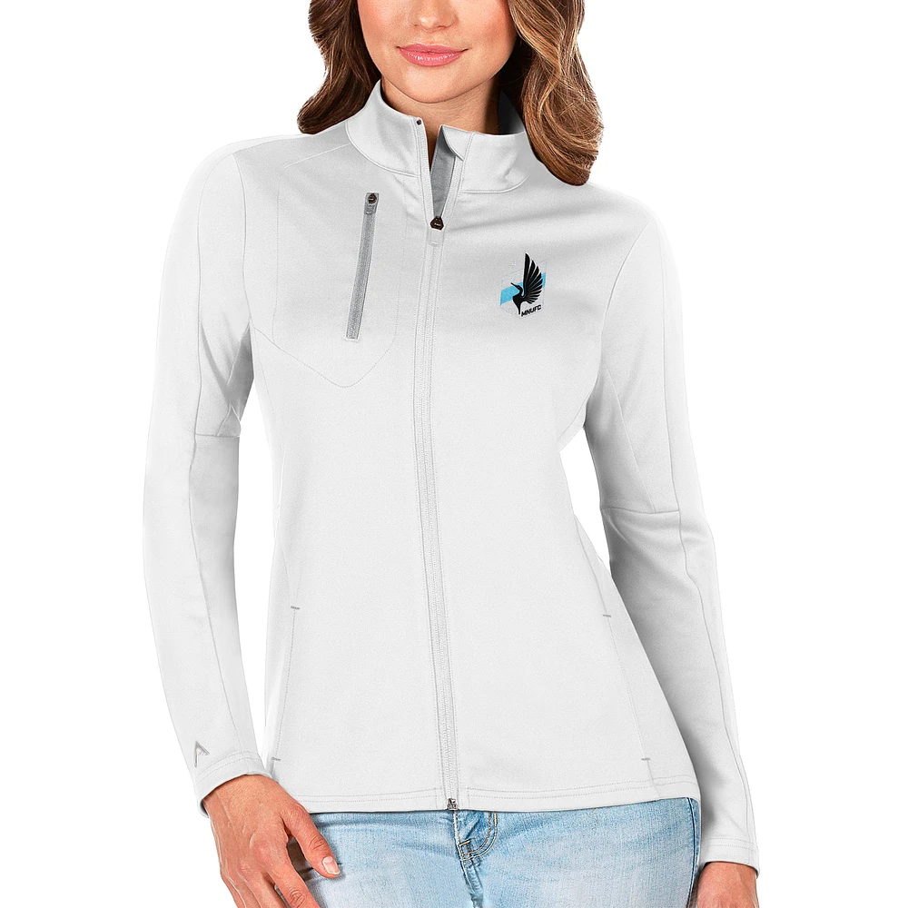 Women's Antigua White/Silver Minnesota United FC Generation Full-Zip Jacket
