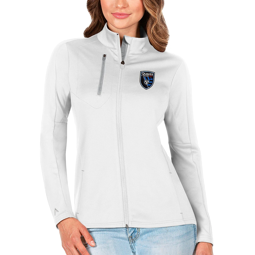 Women's Antigua White/Silver San Jose Earthquakes Generation Full-Zip Jacket