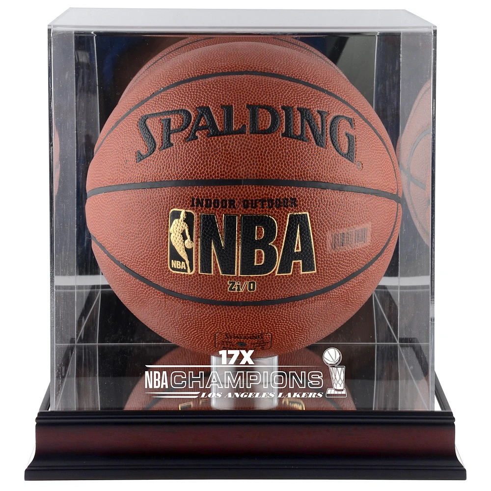 Los Angeles Lakers Mahogany Framed 17X NBA Finals Champions Logo Basketball Display Case